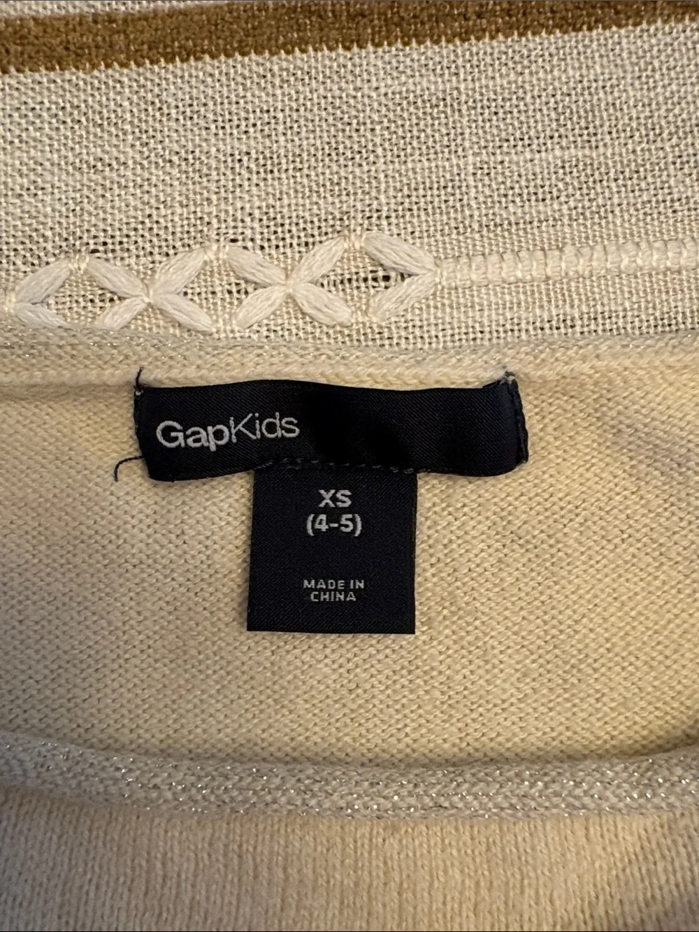 GAP Cream Sweater with Purple and Red Butterfly Motif